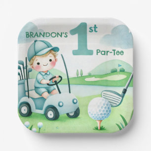 Hole in One Golf Boy 1st Par-tee Birthday Paper Plate
