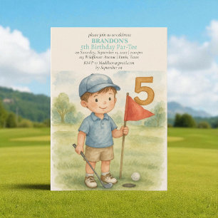 Hole in One Golf Boy 5th Birthday Par-Tee Invitation