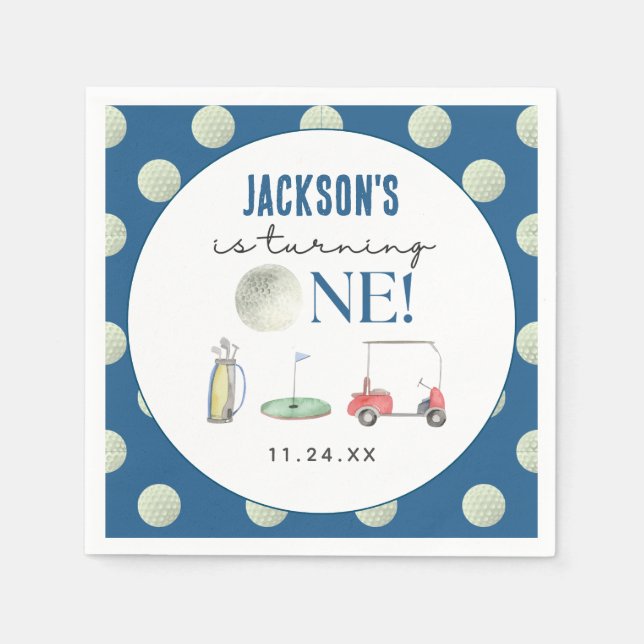 Hole In One Golf Boy Birthday Napkin (Front)