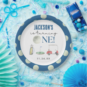 Hole In One Golf Boy Birthday Paper Plate