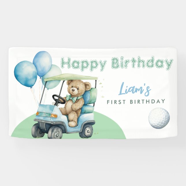 Hole In One Golf Boy First Birthday Par-Tee Banner (Horizontal)