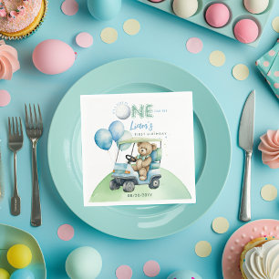 Hole In One Golf Boy First Birthday Par-Tee Bear Napkin