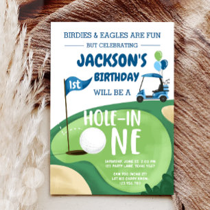 Hole In One Golf Boy First Birthday Par-Tee Invita Invitation