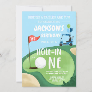 Hole In One Golf Boy First Birthday Par-Tee Invita Invitation