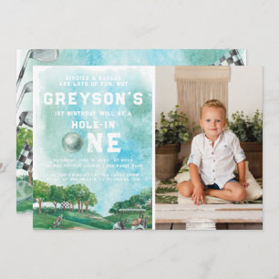 Hole In One Golf Boy First Birthday Par-Tee  Invitation