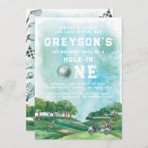 Hole In One Golf Boy First Birthday Par-Tee Invitation