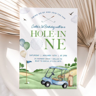 Hole In One Golf Boy First Birthday Par-Tee Invitation