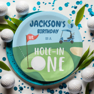 Hole In One Golf Boy First Birthday Par-Tee Paper Plate