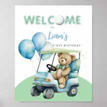 Hole In One Golf Boy First Birthday Welcome Sign