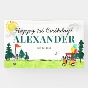 Hole In One Golf Boy Golfing Par-tee 1st Birthday Banner