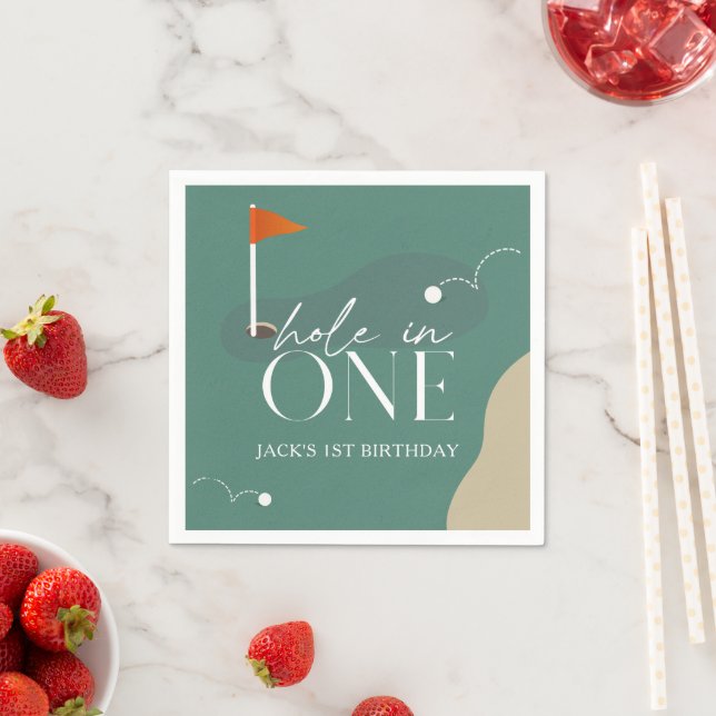 Hole in One Golf Course 1st Birthday Napkin (Insitu)