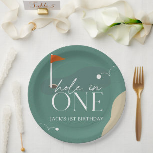 Hole in One Golf Course 1st Birthday Paper Plate