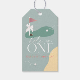 Hole in One Golf Course Girl 1st Birthday Gift Tags