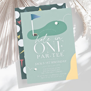 Hole in One Golf Fairway Par-Tee Boy 1st Birthday Invitation