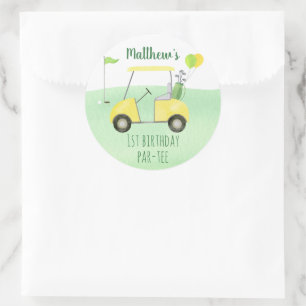 Hole In One Golf First Birthday Classic Round Sticker