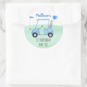 Hole In One Golf First Birthday Classic Round Sticker