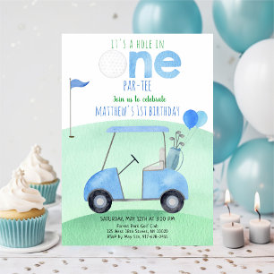 Hole In One Golf First Birthday Invitation