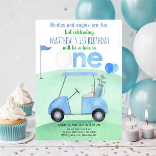 Hole In One Golf First Birthday Invitation