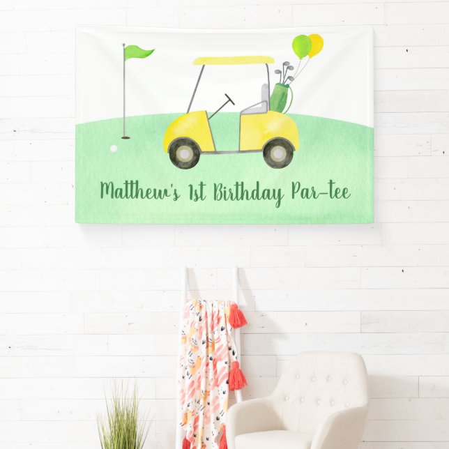 Hole In One Golf First Birthday Par-tee Banner (Insitu)