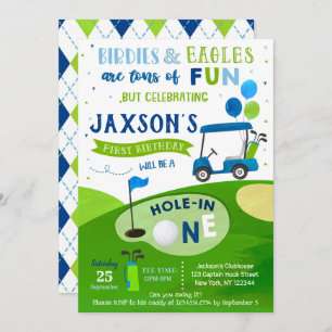 Hole In One Golf First Birthday Par-Tee Invitation