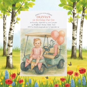Hole in One Golf Girl 1st Birthday Par-Tee Invitation