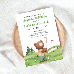 Hole In One Golf Green First Birthday Par-Tee  Invitation