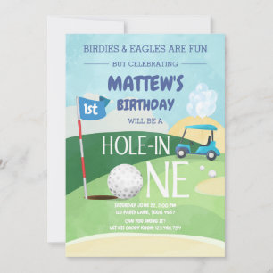 Hole In One Golf Let's Par-tee Birthday Invitation