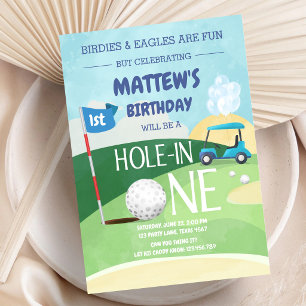 Hole In One Golf Let's Par-tee Birthday Invitation
