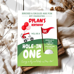 Hole In One Golf Par-tee 1st Birthday Invitation