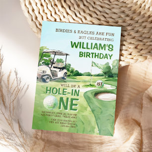 Hole in One Golf Par-tee 1st Birthday Invitation