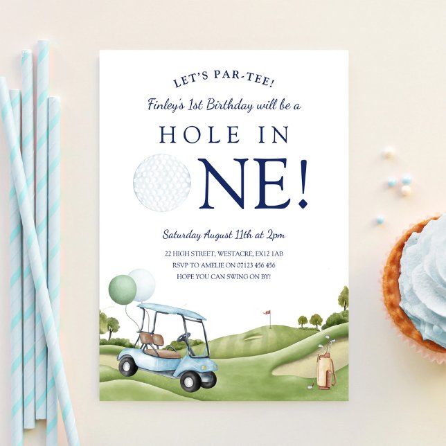 Hole In One Golf Par-Tee 1st First Birthday Invitation (Creator Uploaded)