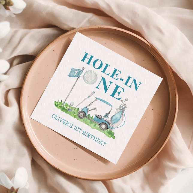 Hole In One Golf Par-tee Boy 1st Birthday Napkin (Creator Uploaded)