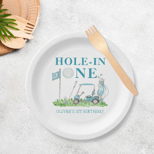 Hole In One Golf Par-tee Boy 1st Birthday Paper Plate