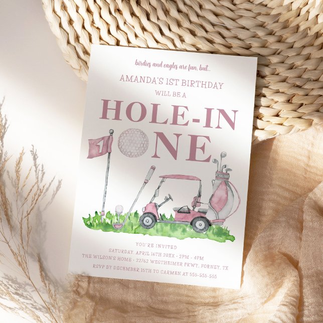 Hole In One Golf Par-tee Girl 1st Birthday Invitation (Creator Uploaded)