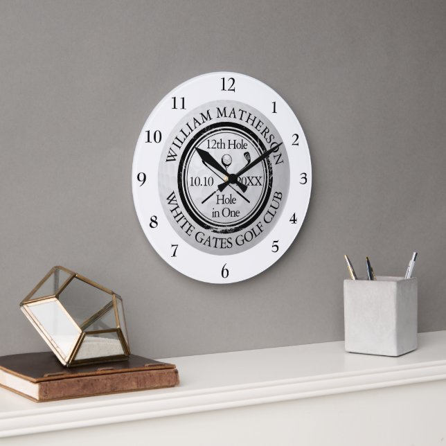 Hole in One Golf Personalised Large Clock (Office)