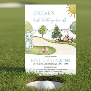 Hole in One Golf theme 1st Birthday Par-tee Invitation