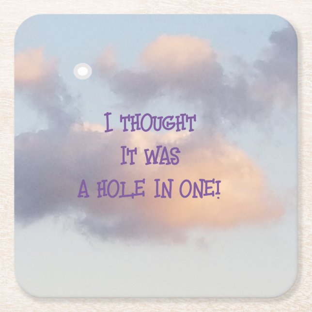 Hole in One Golfer's Dream Square Paper Coaster (Front)