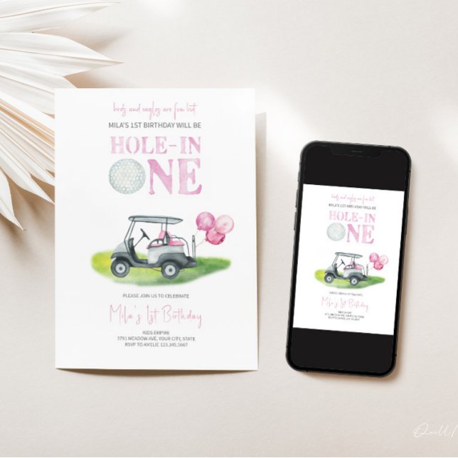 Hole-In-One Mini Golf Girl Birthday Invitation  (Creator Uploaded)