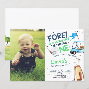 Hole in One Par Tee Boy 1st Birthday Golf Invitation