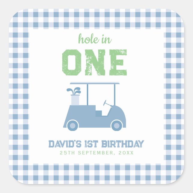 Hole in One Par Tee Boy 1st Birthday Square Sticker (Front)