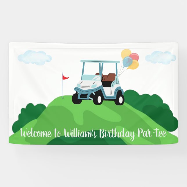 Hole In One Par Tee Golf First Birthday Welcome Banner (Horizontal)