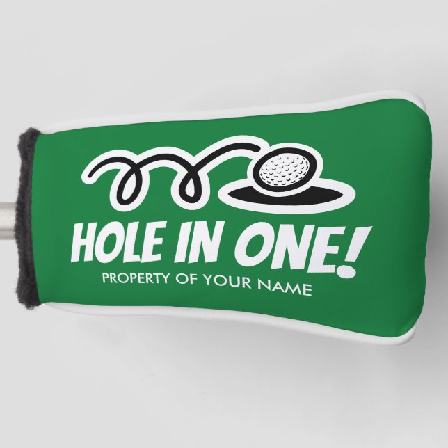 Hole in one personalised golf putter cover gift (Front)