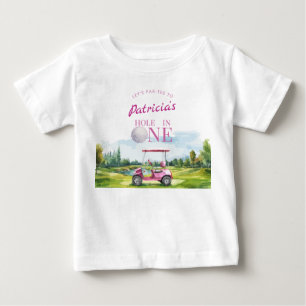 Hole In One Pink Golf 1st Birthday  Baby T-Shirt