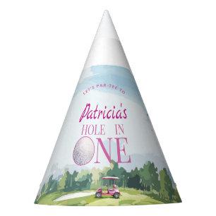 Hole In One Pink Golf 1st Birthday Party Hat
