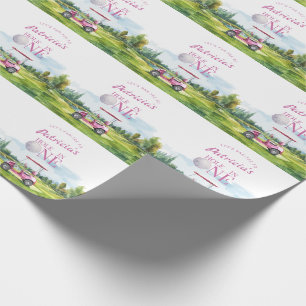 Hole In One Pink Golf 1st Birthday Wrapping Paper