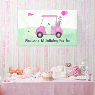 Hole In One Pink Golf First Birthday Par-tee Banner