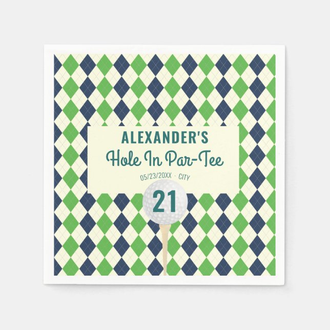 Hole in Par-Tee Any Age Golf Mastered Birthday Napkin (Front)