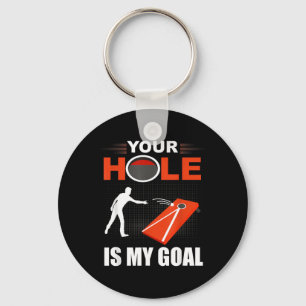 Hole Is Goal Funny Cornhole Game Bean Bag Toss Key Ring