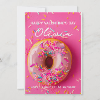 Hole Lot Awesome Funny Doughnut Valentine's Day Ca Holiday Card