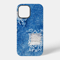 Hole on Denim Jeans. Ripped Destroyed Torn Blue je
